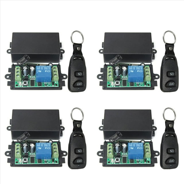 4X Dc 12V 10A 1Ch Control Remoto Inalambrico System Receptor Transmisor 2 Botones Control Remoto A Prueba de Agua 433 Mhz