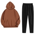 thumbnail image 2 of Womens 2 Piece Fall Outfits Loungewear Hoodie Oversized Sweatshirt Jogger Sweatpants Tracksuit Sweatsuit Set with Pockets New Fall Sets for Women Beach Coffee M, 2 of 6