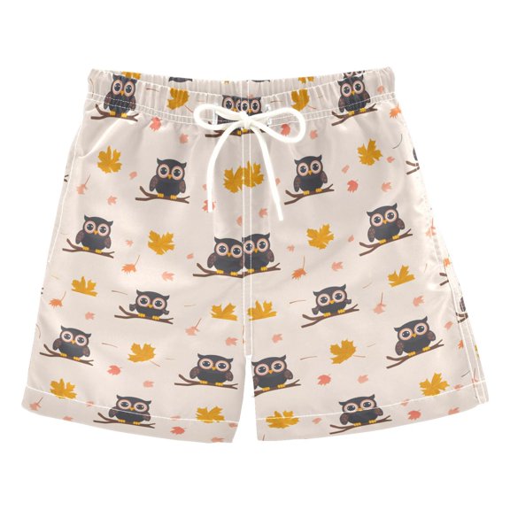 Little Owl Swim Trunks Quick Dry Beach Pool Board Shorts Lightweight Stylish Print Sizes 2T to XL