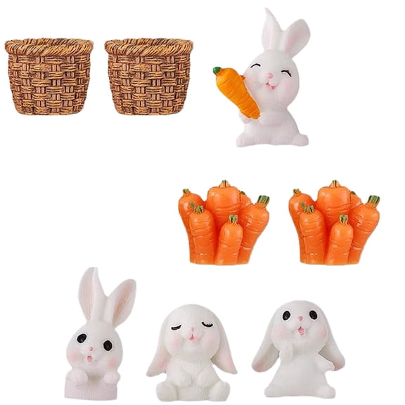 LULULION Lifelike Bunny Figurines Multi 8Pcs