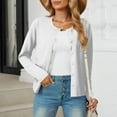 thumbnail image 6 of Fmbrln Womens Lightweight Cardigan Sweaters Casual Long Sleeve Crew Neck Button Open Front Cardigans Fall Fashion 2025 Clothing White M, 6 of 9
