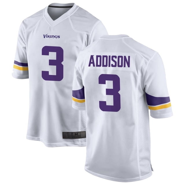 Men's Minnesota Addison 3 White Stitched Game Player T-shirts, XX-Large