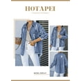 thumbnail image 4 of HOTAPEI Ripped Jean Jacket for Women 2023 Fashion Metal Buttoned Frayed Distressed Boyfriend Denim Jackets With Pocket, 4 of 6