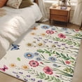 thumbnail image 4 of Colorful Flowers Area Rugs 3x5 ft Vintage Spring Pink Blue White Floral Leaves Linen Texture Washable Rug Non Slip Indoor Carpet Absorbent Floor Mat for Living Room Bedroom Dining Room, 4 of 9