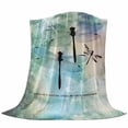 thumbnail image 6 of Turquoise Ombre Dragonfly Blanket Soft Cozy Warm Throw Blanket for Couch, Plush Fuzzy Flannel Fleece Blankets for Sofa, Abstract Modern Art Gradient Bed Blankets Lightweight Gifts for Women, 30"x40", 6 of 9