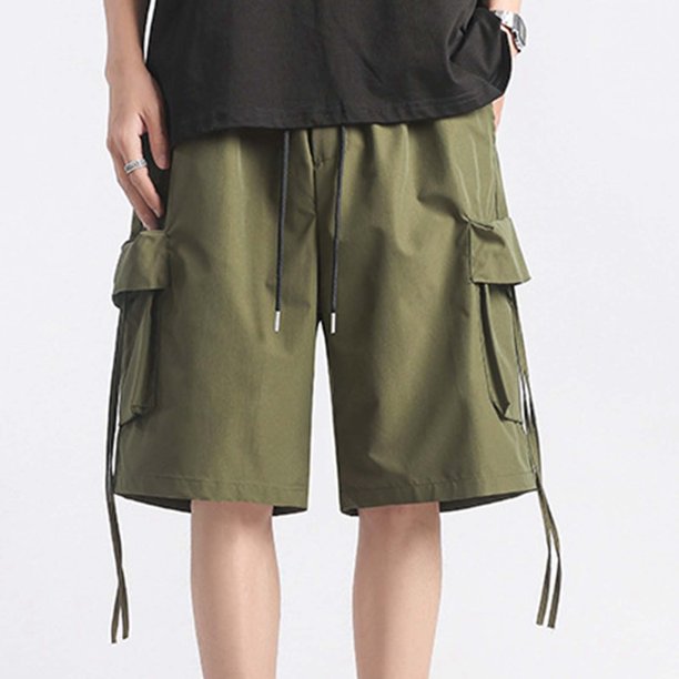 WILLBEST Pantalones Cortos Deportivos para Hombre, de Verano, de Talla Grande, con Bolsillo y Cordón, Holgados, Informales, Deportivos, para Correr, Rectos, de Cinco Puntos, para Playa