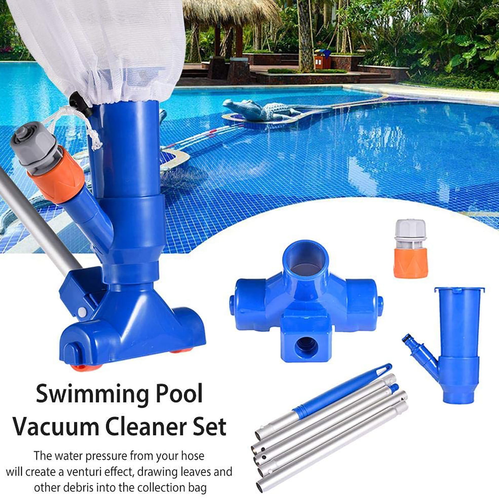 Portable Swimming Pool Pond Cleaner Hot Tub Cleaning Tools Brush Vacuum Hose Set 