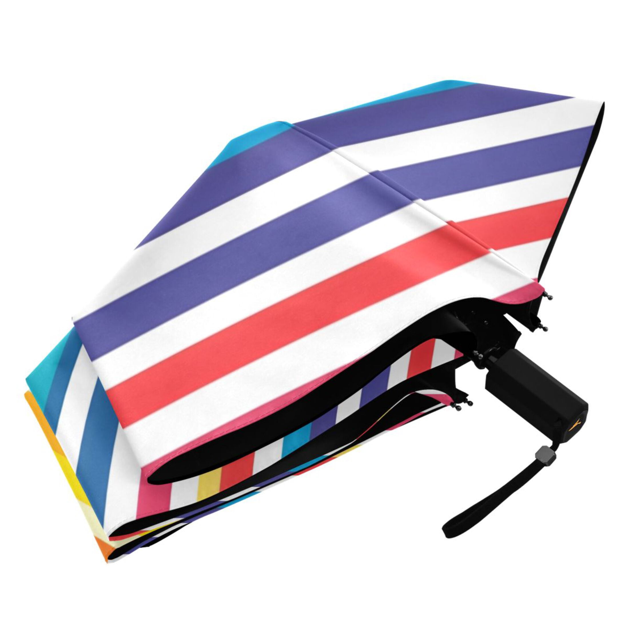 ALAZA Rainbow Stripes UPF 50+ Compact Folding Umbrella for Rain Travel Umbrella Packable