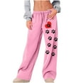 thumbnail image 2 of Aueoeo Women's Jogger Pants Cute Claws Printing Wide Leg Pants High-Waisted Drawstring Casual Sweatpants With Pockets Pink S, 2 of 4