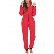Liacowi Liacowi Women´s Xmas Pajama Long Sleeve Jumpsuit Romper Sleepwear Christmas Loungewear Hoodie