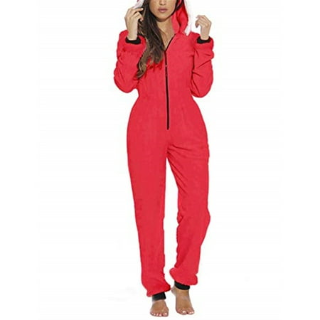 Liacowi Liacowi Women´s Xmas Pajama Long Sleeve Jumpsuit Romper Sleepwear Christmas Loungewear Hoodie