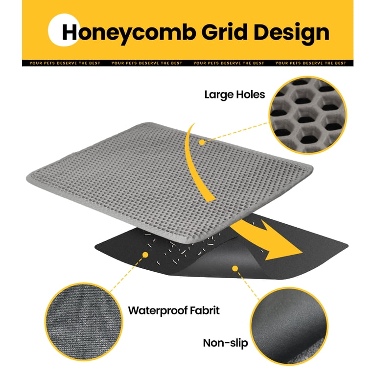 Conlun Double Layer Honeycomb Cat Litter Mat, Gray, 24" x 18" photo 3