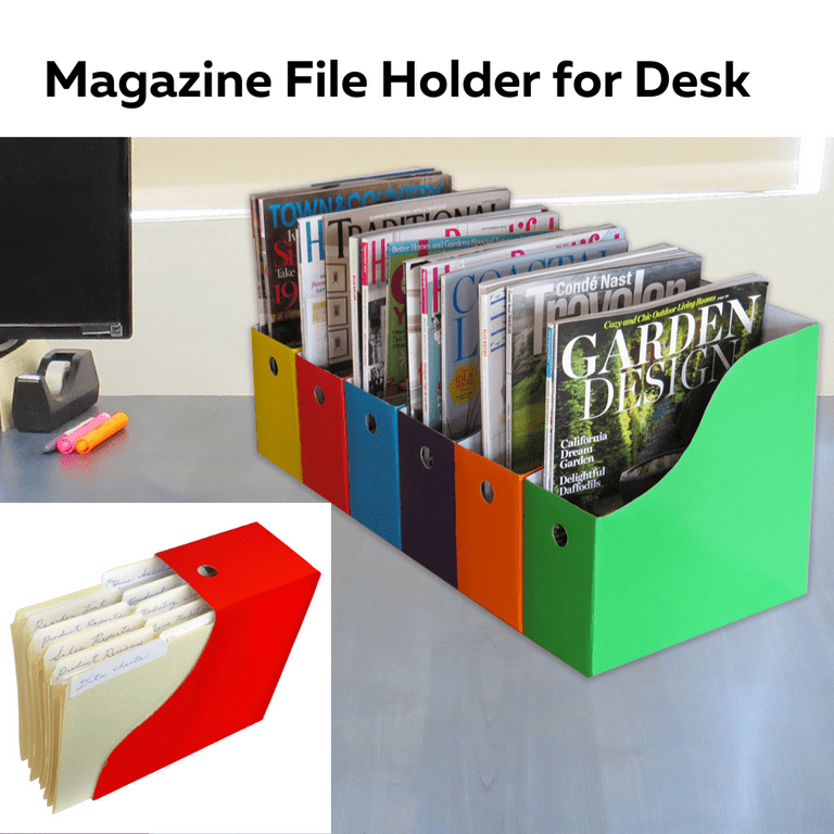 Colarr 12 Pack Cardboard Magazine Holders 12 Colors Magazine Storage Box  with Label Stickers File Organizer Folder Book Holder for Desk Desktop