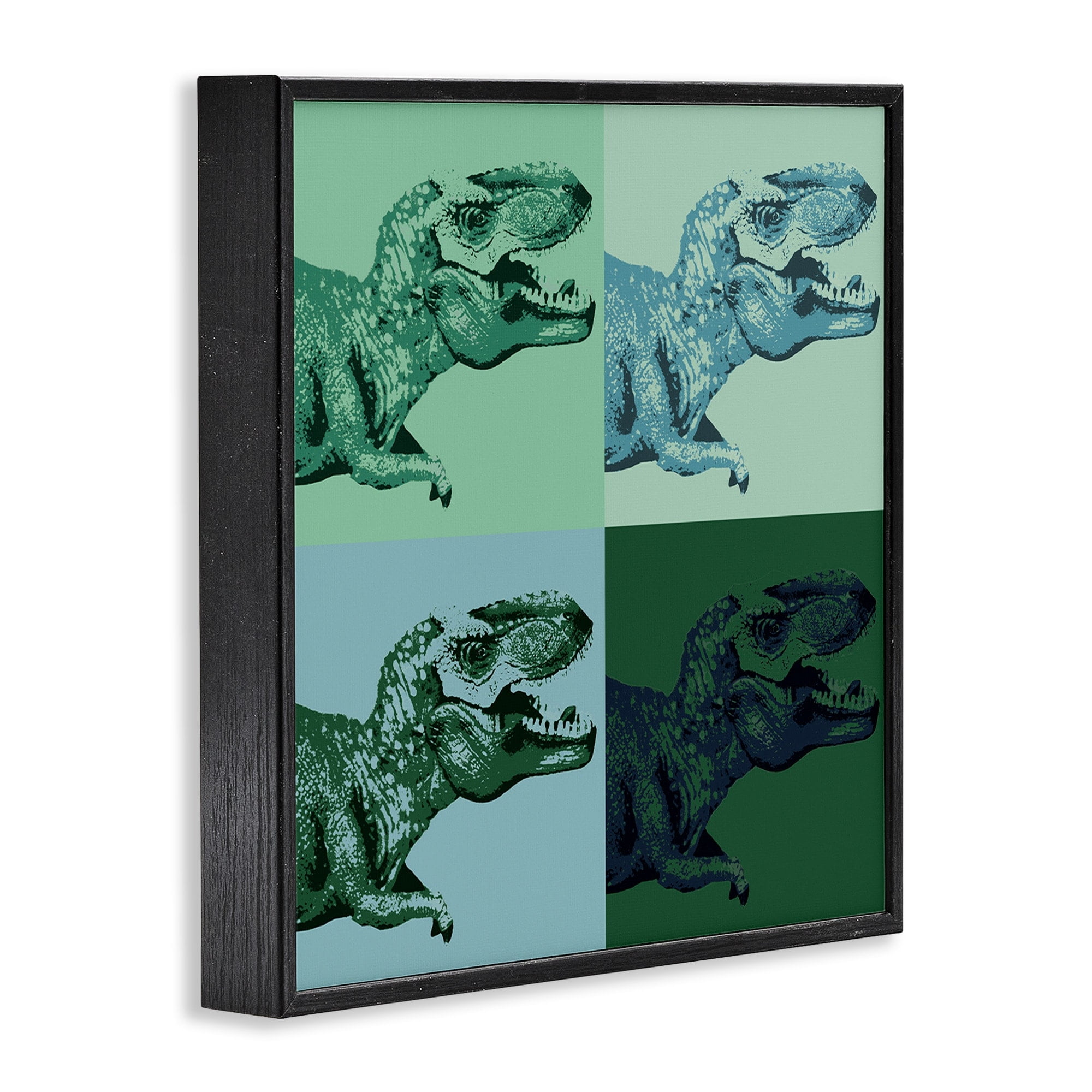 Stupell Industries Roaring T-Rex Dinosaur Kids Vintage Pop Style Graphic Art White Framed Art Print Wall Art, Design by Daphne Polselli