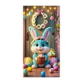 thumbnail image 2 of Easter Decoration​ Blue Rabbit with Floral Headband Colorful Egg Basket Pattern Door Closure for Front Door Easter Gift Spring, 2 of 5
