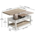 thumbnail image 7 of Dextrus Farmhouse Lift Top Coffee Table, 3 in 1 Multi-Function Center Table with Storage, OAK, 7 of 7