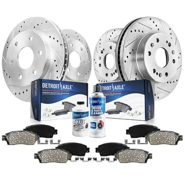 Detroit Axle - Brake Kit for 2014-2018 Chevy GMC Silverado Sierra 1500, 2015-2020 Suburban Tahoe Yukon XL Escalade ESV Drilled Slotted Brakes Rotors Replacement Ceramic Brake Pads Front & Rear