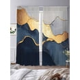 thumbnail image 2 of Navy Blue Geometric Sheer Curtains for Living Room Bedroom Modern Abstract Luxury Golden Sheer Curtains 84 Inch Long 2 Panels Set Light Filtering Curtain Window Treatments Drapes for Dining Room, 2 of 6