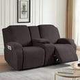 thumbnail image 5 of TAOCOCO 4 Pieces Recliner Loveseat Sofa Slipcovers, Stretch Jacquard Reclining Couch Covers with Pockets for 2 Seater Sofa Protector, Chocolate, 5 of 14