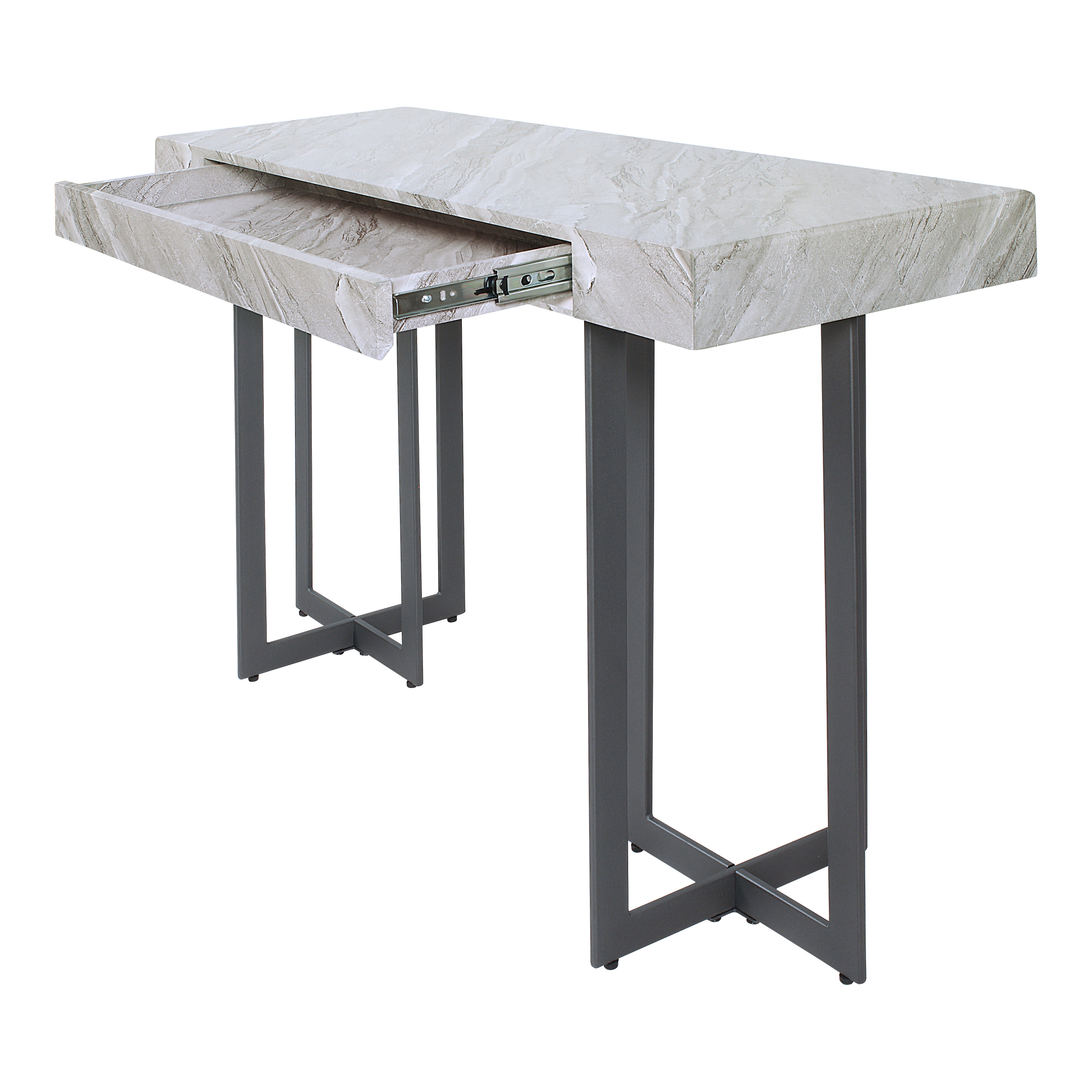 Furniture of America Ariadne 1-Drawer Wood Gray and Gun Metal Sofa Table