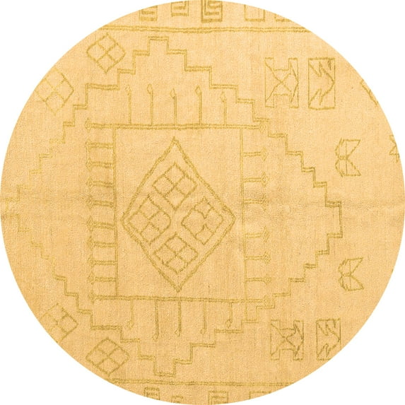 Ahgly Company Indoor Round Oriental Brown Modern Area Rugs, 4' Round