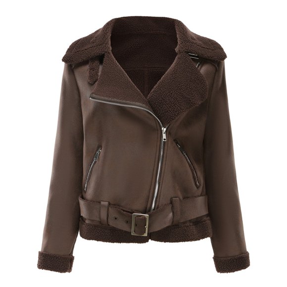 LOVZFMLL Cardigan for Women's Winter Integrated Warm Suede Jacket European And Leather Jacket Female With Belt And Lapel Jacket Female