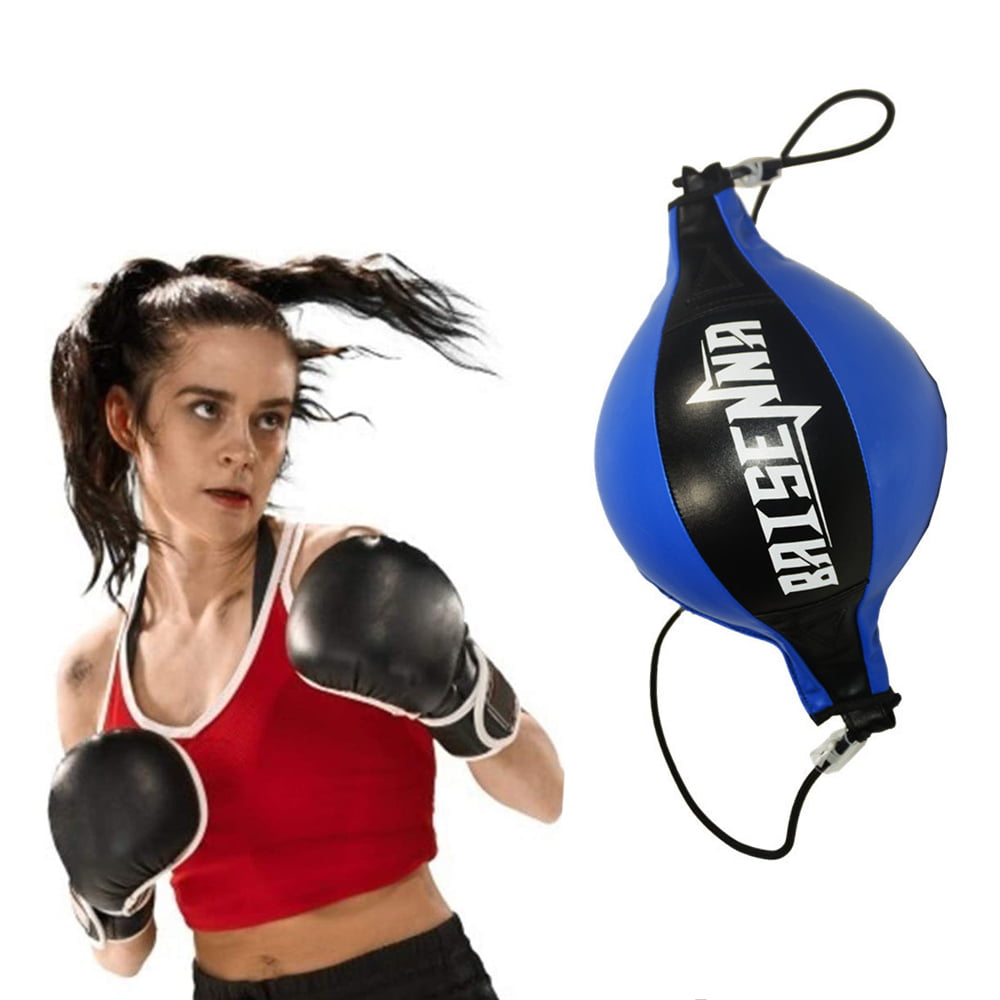 Leather Boxing Speed Bag MMA Double End/Swivel Dodge Ball Punching Focus Bag USA 
