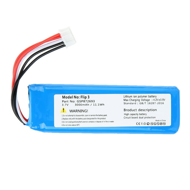 Batería recargable de repuesto Ormromra de litio DC 3.7 V 3000 mAh/11.1 Wh para Flip 3