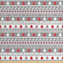 Ambesonne Christmas Fabric by the Yard Upholstery, Deer Trees Borders, 5 Yards, Grey White and Red