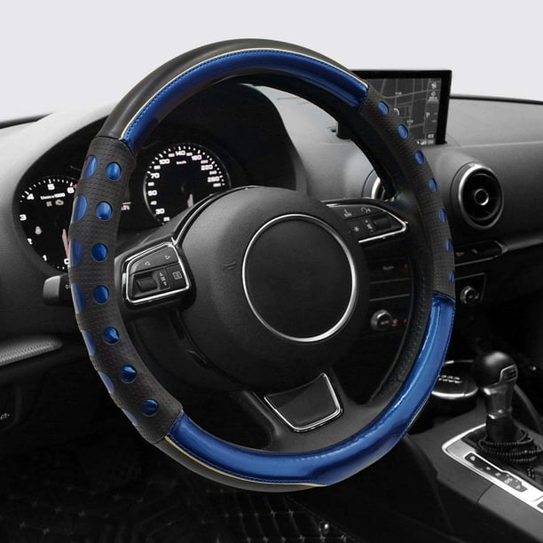 Dark Blue Leather Steering Wheel Cover Sport Grip Steering Wheel
