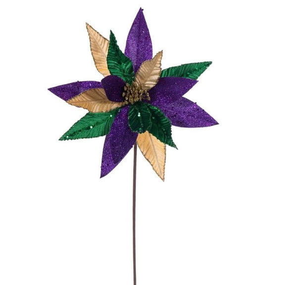 Vickerman RG250567 20 in. Purple & Gold & Green Sequin 12 in. Flower Spray - 3 per Bag