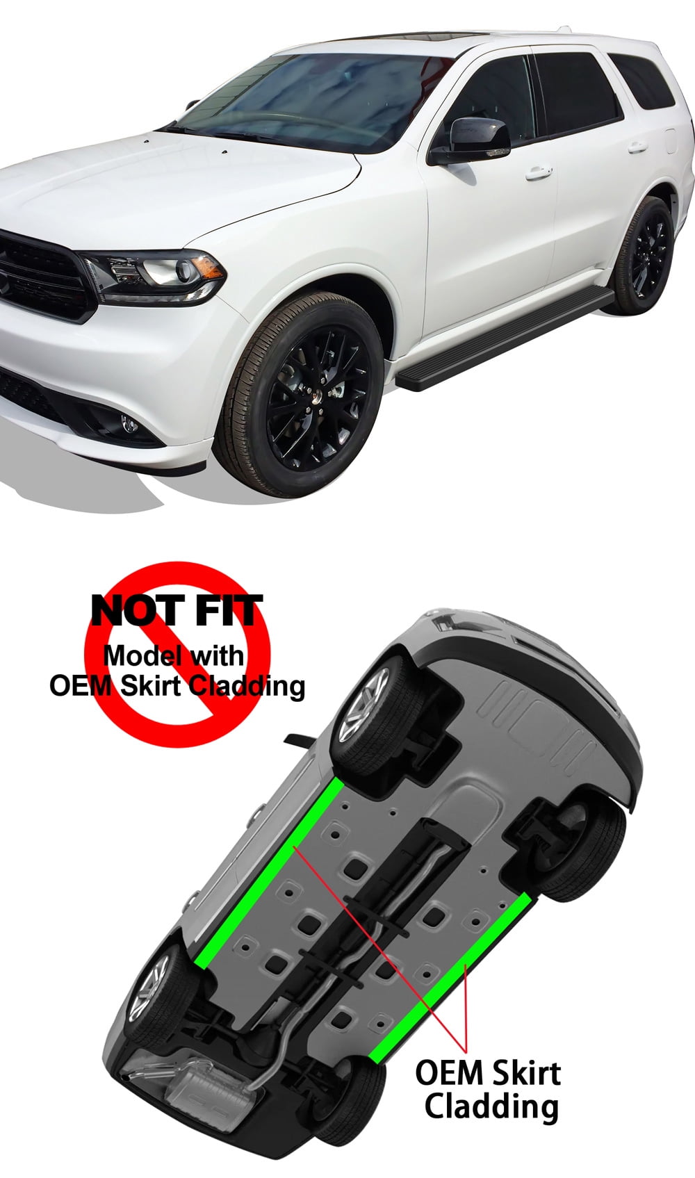 APS Running Boards 5 inches Matte Black Compatible with Dodge Durango 2011-2025 4-Door (Will Not Fit Models With OE Skirt Cladding) (Side Steps Side Bars)