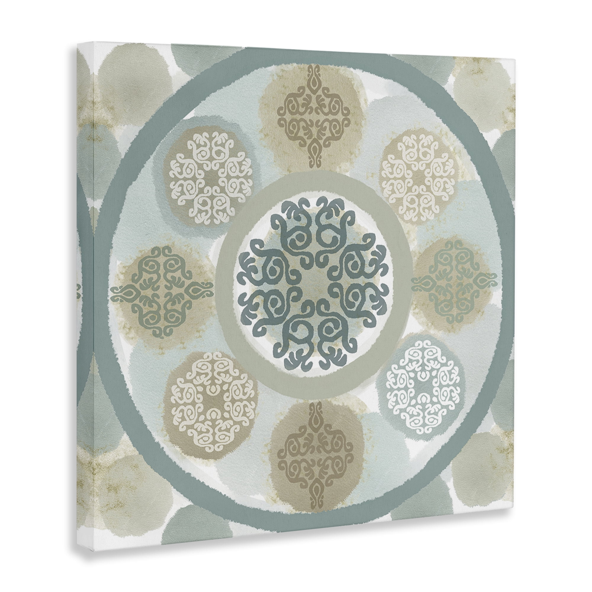 Stupell Industries Mint Mandala Fractals Abstract Painting Gallery Wrapped Canvas Art Print Wall Art, 36 x 36