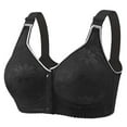thumbnail image 3 of BiZtdJrK Daisy Bras for Older Women, Comfy Front Closure Button Breathable Bras Plus Size No Underwire Push Up Bra for Seniors, Black, XXL, 3 of 7