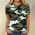 thumbnail image 2 of IYYVV Women T Shirt Summer Tops Trendy Sexy Scoop Neck Plus Size Blouses Camo Pattern Womens Short Sleeve Shirts Y2K Spring Sweatshirts Green M, 2 of 5