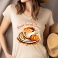 thumbnail image 4 of Home Sweet Home Coffee T-Shirt | Fall Pumpkin Latte Tee | Cozy Autumn Top, Azalea, Size 2XL, 4 of 6