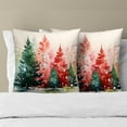 thumbnail image 6 of Watercolor Christmas Tree Pillow Covers Set of 2 - Red Green Xmas Pine Trees Decorative Pillow Cases for Winter Holiday Indoor Home Decor Couch Sofa Bed 16X16 Inch, 6 of 6