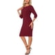 thumbnail image 4 of Vestido Vintage para Mujer INSPIRE CHIC de Manga 3/4, Vestidos Sheath para el Trabajo, Talla L, Rojo Oscuro, 4 of 6