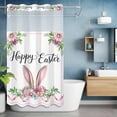 thumbnail image 6 of Happy Easter No Hooks Shower Curtain with Snap-in Liner Daisy Rabbit Ear Green Leaf Spring Plant Shower Curtains for Bathroom, Waterproof, Easy Install, Washable 36"x72", 6 of 9
