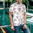 thumbnail image 6 of Zufioo Pink Butterflies (2) Print Men's Baseball Short Sleeve, Moisture Wicking Button-Down Hip Hop Tee-Small, 6 of 7
