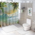 thumbnail image 7 of Orinice Palm Trees Boat Mountain Bathroom Decor Set - Colorful Luxurious Polyester Fabric Fashion Bathroom Decor Sets with Hooks, Waterproof Shower Curtain Set Washable with Hooks 60x72, 7 of 7