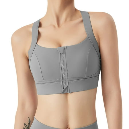 TMOYZQ Women s Zip Front Closure Sports Bra  Seamless Wirefree Post Surgery Compression Nursing Bra Full Coverage Padded Racerback Workout Gym Yoga Bras
