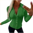 thumbnail image 2 of Xunlbb Long Sleeve Shirts for Women, Women's Solid Color Button Up Long Sleeved V-neck Shirt S-2XL Holiday Gift Finder, 2 of 6