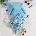 thumbnail image 3 of Pimfylm Baby Girl Clothes Fall Winter Outfits,Kids Girls Outfits Little Girls Fall Winter Clothes Girls Long Sleeve Solid Color Top Jeans Bell-bottomed Pants 2PCS Set, 3 of 6