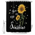 thumbnail image 2 of Yellow Sunflower Waterproof Fabric Shower Curtain,Summer Flower Bee Sunshine Black Waterproof Fabric Shower Curtain for Bathroom Curtains Bathtubs Hotel Shower Curtains with 12 Hooks Standard 72x72, 2 of 8