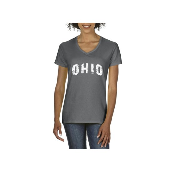 MmF - Women's T-Shirt V-Neck Short Sleeve, up to Women Size 3XL - Ohio