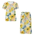 thumbnail image 5 of DISNIMO Women's Short Sleeve Pajama Sets Soft Sleepwear Summer 2 Piece Pjs Set Short Sleeve Tops and Capri Pant Lounge, S, 5 of 7