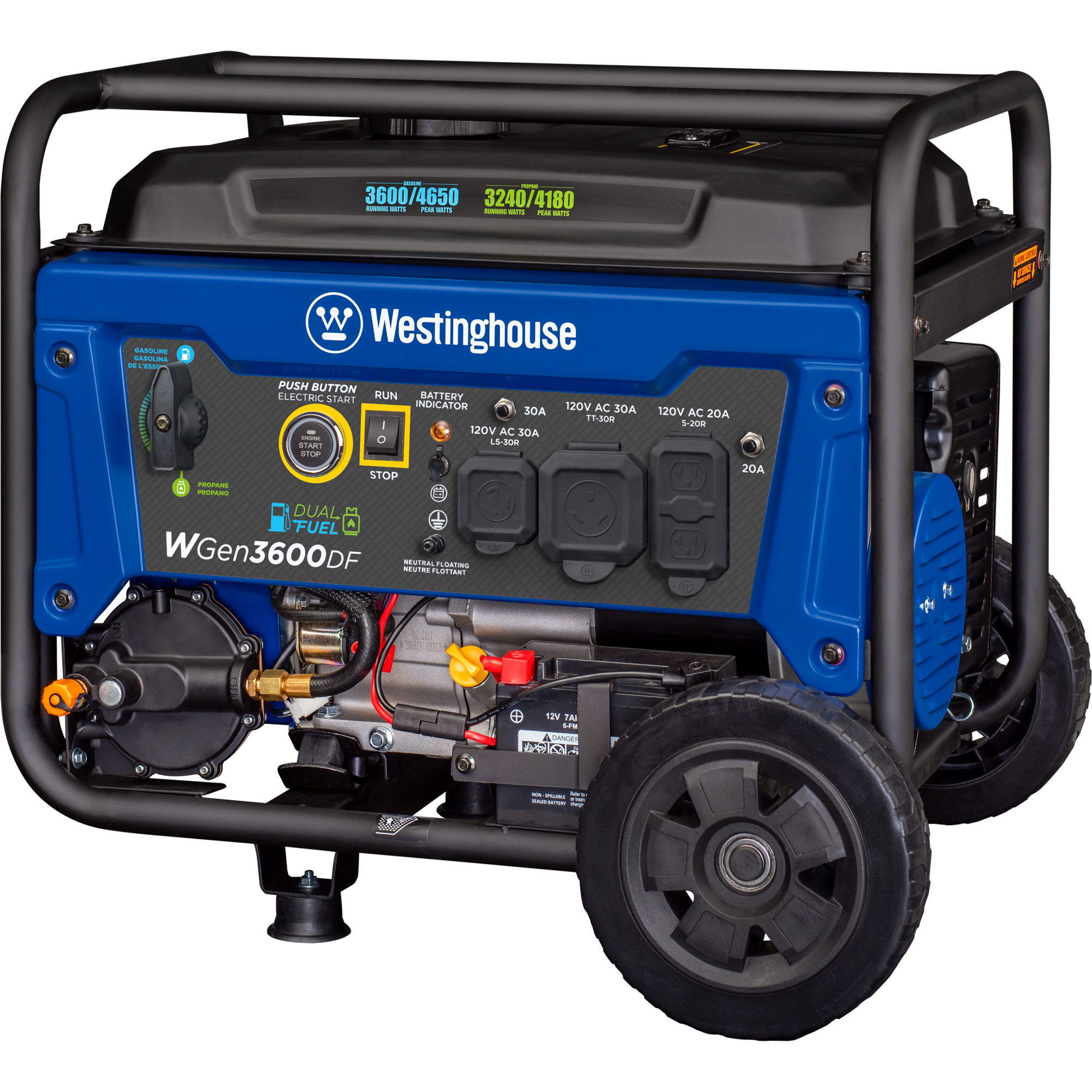 Westinghouse 4650 Peak Watt Dual Fuel Portable Generator, Remote ...