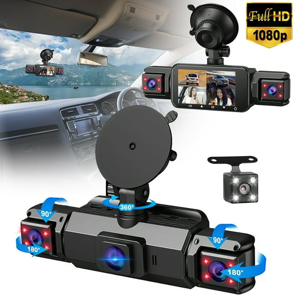 PEPWELL 360° 4 Channel Dash Cam 1080P - 8 IR Night Vision, 4-in-1 IPS Screen, G-Sensor Loop Recording, 24H Parking Monitor Car Camera for Multi-Vehicles