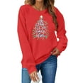 thumbnail image 3 of Womens Christmas Sweatshirts Lightweight Crewneck Ugly Sweaters Long Sleeve Loose Xmas Holiday Pullover Tops (XL, Red B), 3 of 6